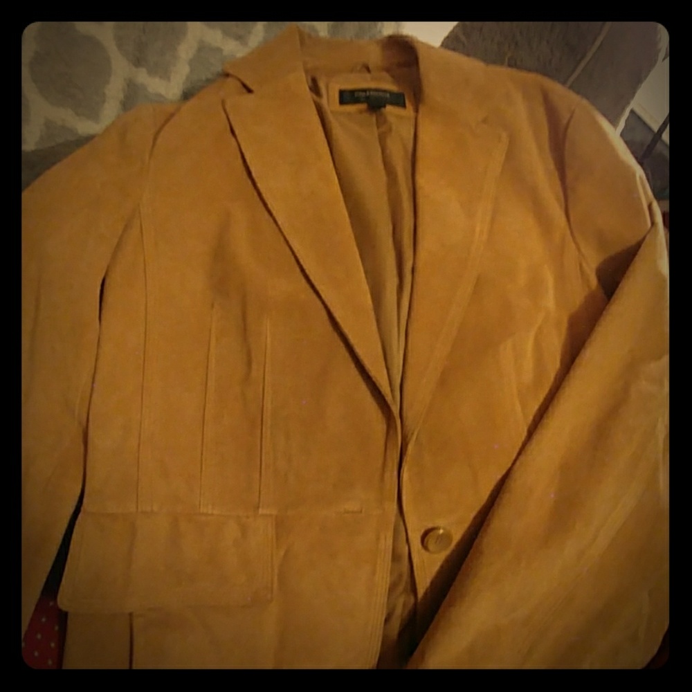 Tan suede peplum jacket/blazer